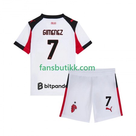 Fotballdrakt AC Milan Santiago Gimenez 7 Barn Bortetrøye 2025-2026 Kortermet